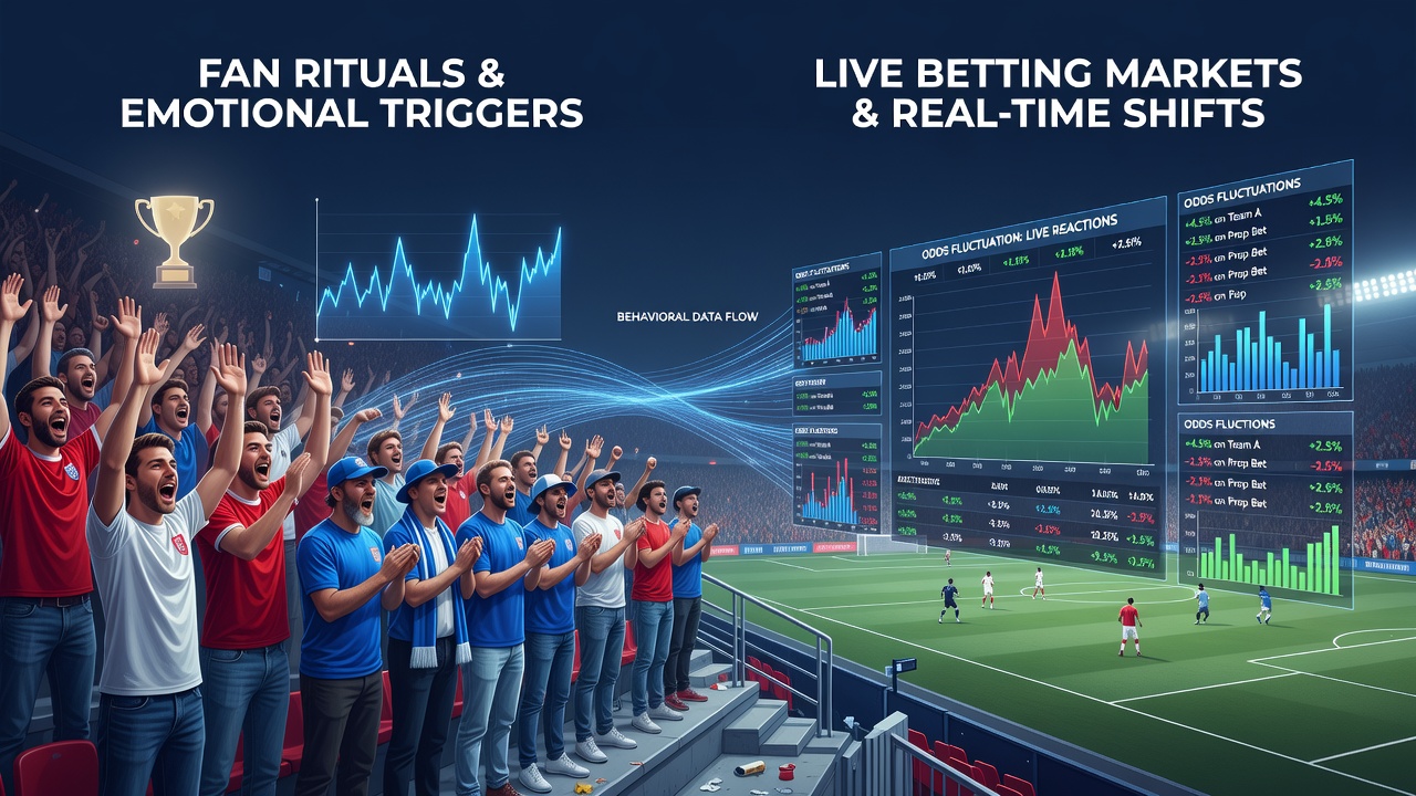Close-up of mobile betting interfaces showing fluctuating live odds alongside stadium crowd imagery